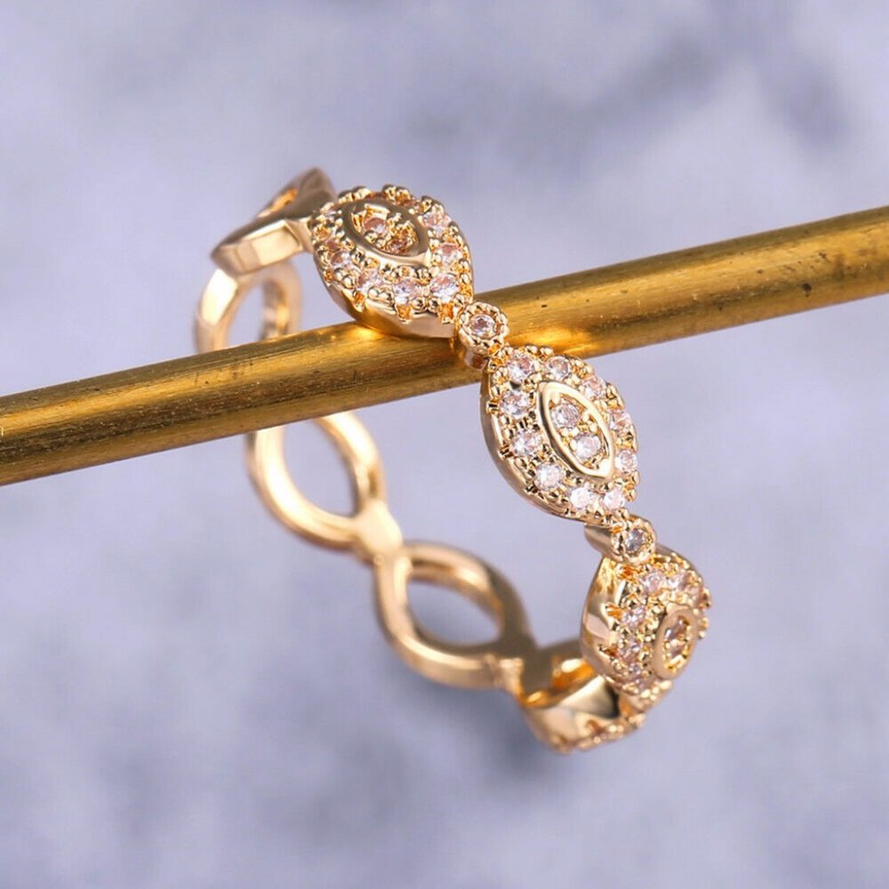 New 18k Yellow Gold Plated White Sapphire Ring
